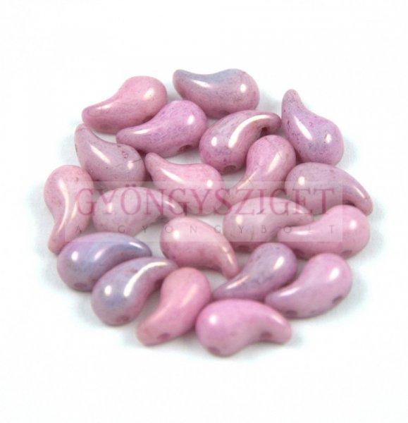 Zoliduo cseh préselt 2lyukú gyöngy - Alabaster Pink Luster - 5x8mm - BALOS