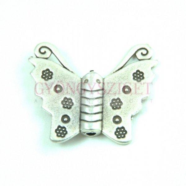 Köztes elem - pillangó - antik ezüst színű - 30x27mm
