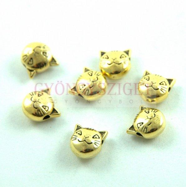 Fémgyöngy - macska -arany színű - 8mm