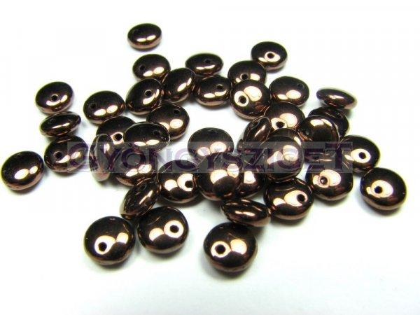 Lentil with Asymetrical Hole - Czech Glass Bead - Dark Bronze - 6mm