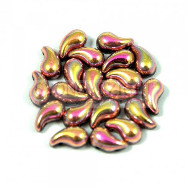 Zoliduo cseh préselt 2lyukú gyöngy - Jet Pink Gold - 5x8mm - JOBBOS