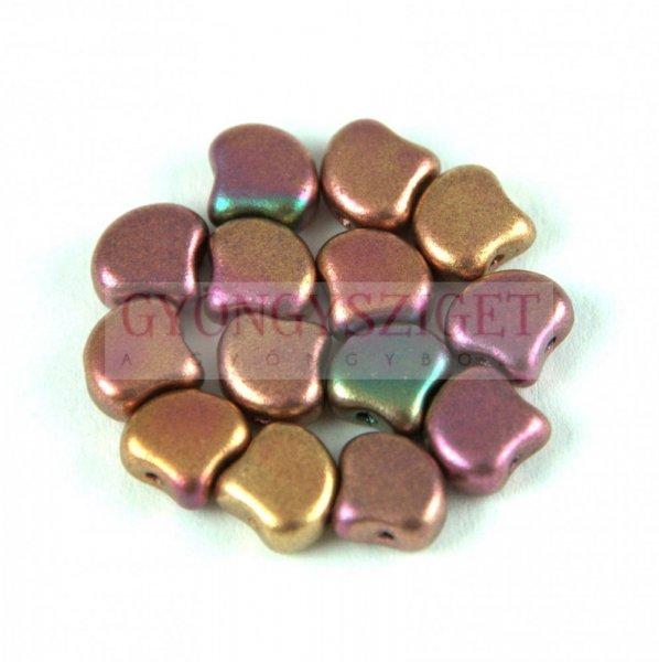 Ginko - cseh préselt kétlyukú gyöngy - Matt Metallic Bronze Iris - 7.5 x 7.5
mm