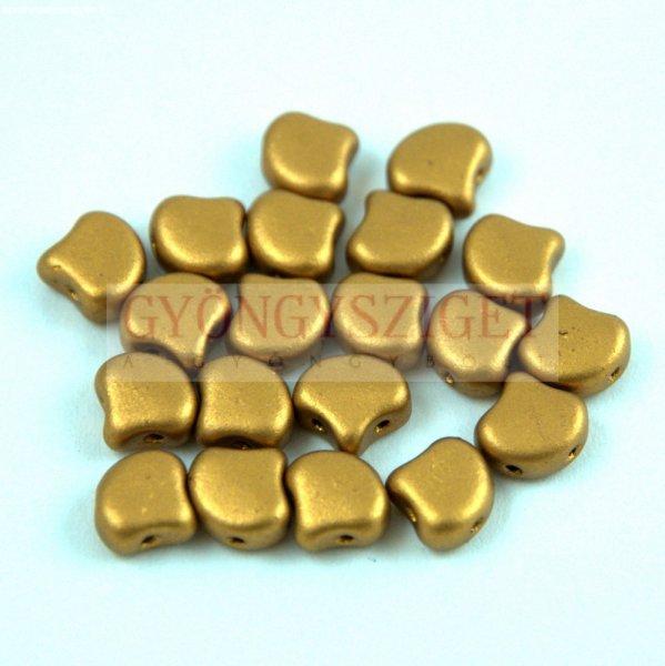 Ginko - cseh préselt kétlyukú gyöngy - Brass Gold - 7.5 x 7.5 mm