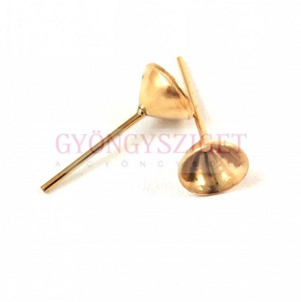 Fülbevaló alap (bedugós) - chaton - arany színű - 6mm