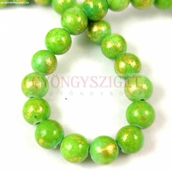 Mashan Jáde gyöngy arany lüszter - Lime - 8mm - szálon