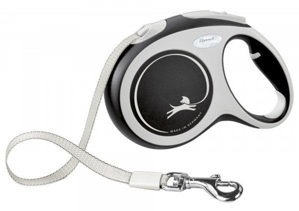 Flexi New Comfort póráz, M, 5m, szalagos, max 25 kg, fekete