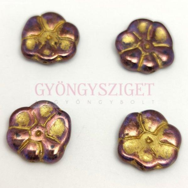 Cseh préselt üveg gyöngy - Primrose - Crystal Vega Luster Gold - 15mm