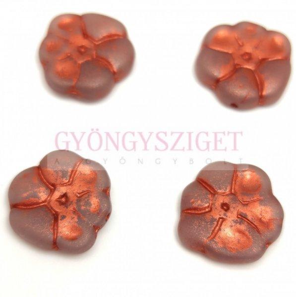 Cseh préselt üveg gyöngy - Primrose - Alabaster Matt Copper - 15mm