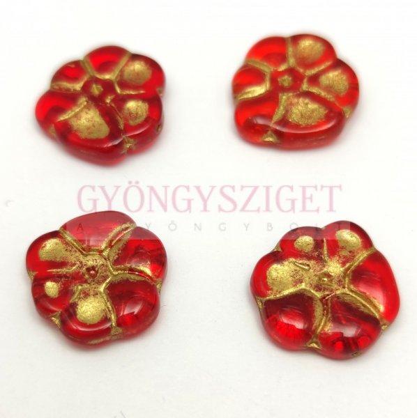 Cseh préselt üveg gyöngy - Primrose - Siam Gold - 15mm