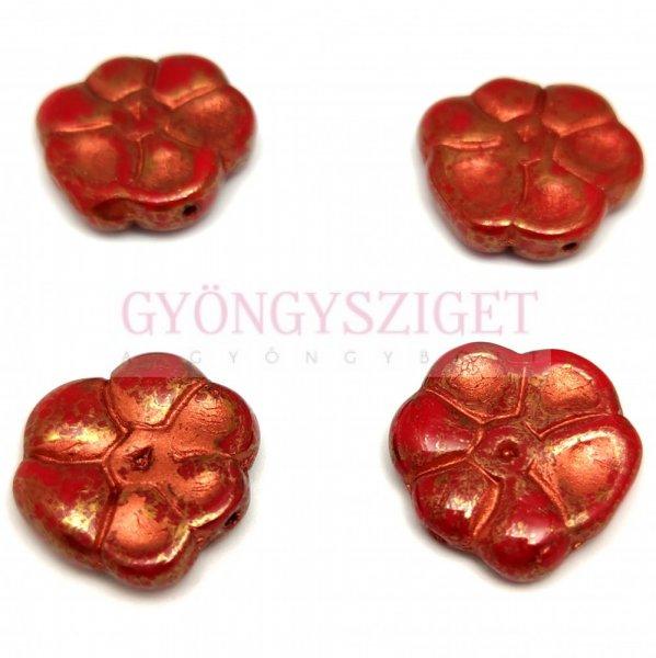 Cseh préselt üveg gyöngy - Primrose - Chilli Bronze Copper - 15mm