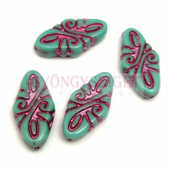 Cseh préselt Arabesque gyöngy - Turquoise Violet - 19x9mm