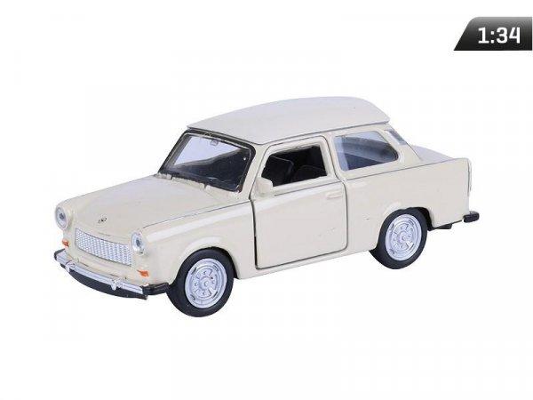 Makett autó, 01:34, PRL 601 Trabant, krém.