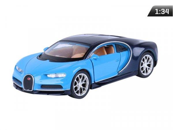 Makett autó, 01:34, BUGATTI Chiron, sötétkék.