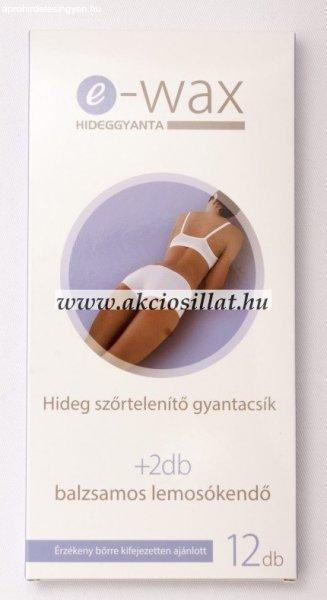 E-Wax hideggyanta szőrtelenítő csík testre érzékeny bőrre 12db + 2db
lemosókendő