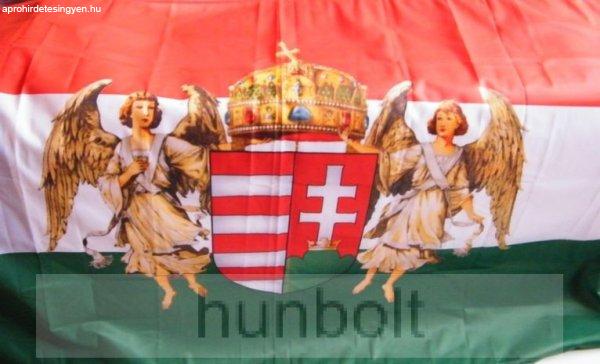 Nemzeti színű új címeres barna angyalos zászló 90x150 cm- ringlis. A
Horthy időszak hivatalos zászlója 1919-1938-ig.