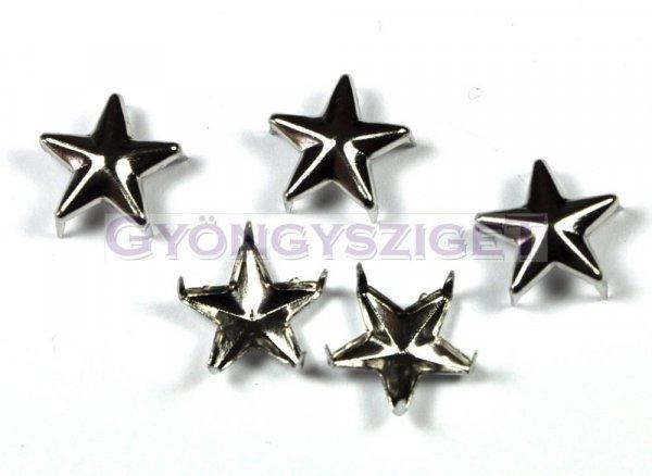 Szegecs - star - platina színű - 12mm