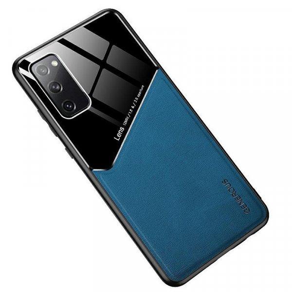 Lens tok - Xiaomi Mi 11 5G kék üveg / bőr tok beépített mágneskoronggal