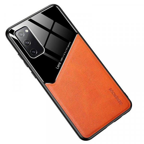 Lens tok - Xiaomi Mi 11 5G narancssárga üveg / bőr tok beépített
mágneskoronggal