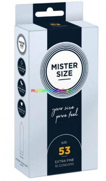 Mister Size 53 ultra vékony óvszer 10 db, 53x180 mm, kiváló, prémium
minőségű