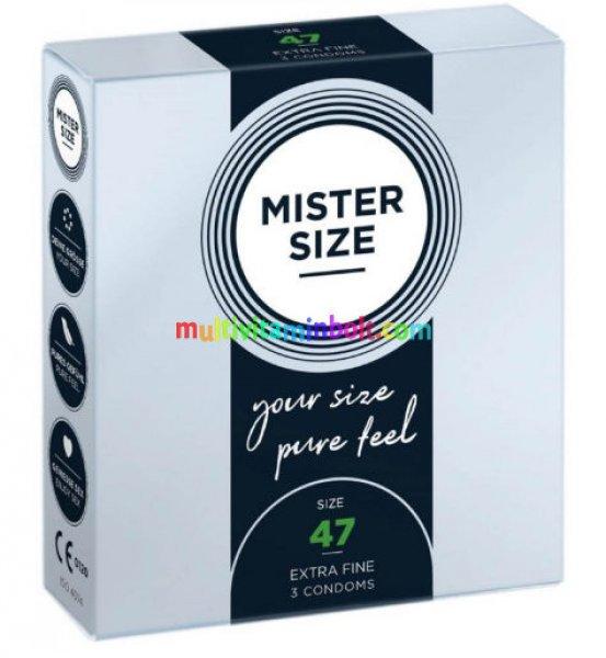 Mister Size 47 ultra vékony óvszer 3 db, 47 x160 mm, kiváló, prémium
minőségű, síkosított