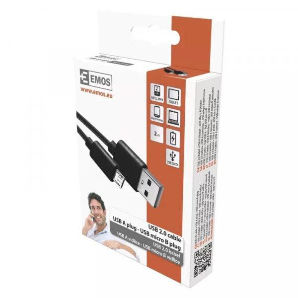 EMOS USB kábel 2.0 A - micro B csatlakozó 2m SM7008BL