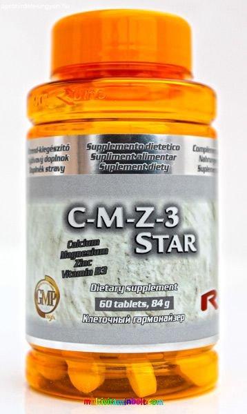 C-M-Z-3 Star 60 db tabletta - Kalciummal, magnéziummal, cinkkel és
D-vitaminnal - StarLife