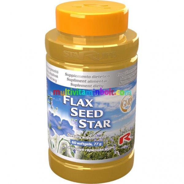 Flax Seed Star 60 db - Omega-3, -6, -9, a szív- és idegrendszer
támogatására, lenmaggal - StarLife