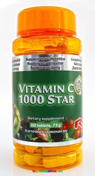 Vitamin C 1000 Star, 60 db tabletta 1000 mg C-vitaminnal - StarLife