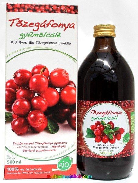 Tőzegáfonya Juice (Cranberry, Vörösáfonya) 100%-os 500 ml - Mannavita
