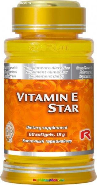 Vitamin E Star - E-Vitamin, 60 db lágyzselatin kapszula 100 mg - StarLife
