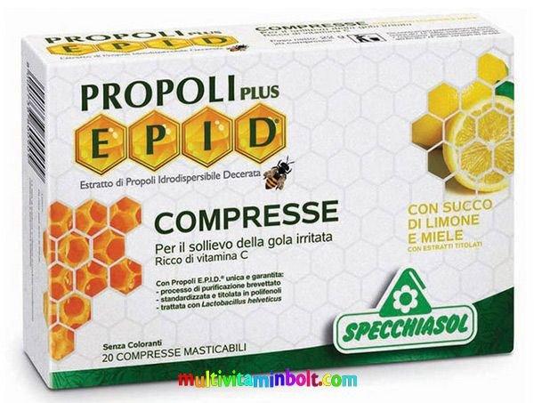 Propolisz szopogatós 20 db tabletta, Citromos-mézes ízesítéssel. Propoli
Plus EPID® szabadalommal védett propolisz kivonattal - Specchiasol