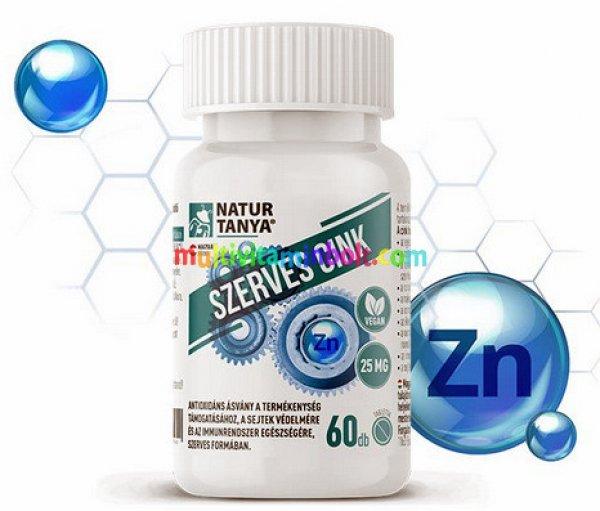 Cink-biszglicinát 25 mg, 60 db filmtabletta, aminosav kelát formájú, magas
biohasznosulású szerves cink- Natur Tanya