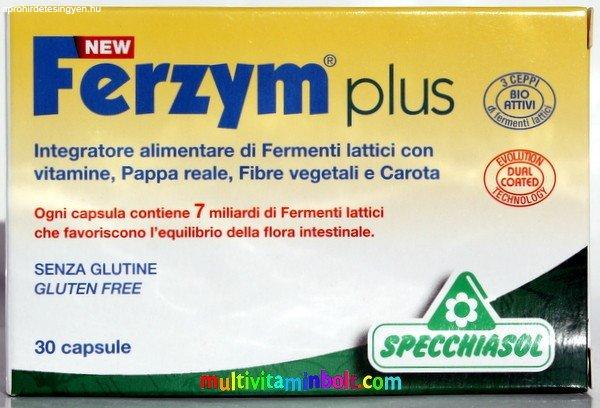 Ferzym® plus Bélflóra 30 db kapszula 7 milliárd élő probiotikum
prebiotikummal, vitaminokkal, méhpempővel - Specchiasol