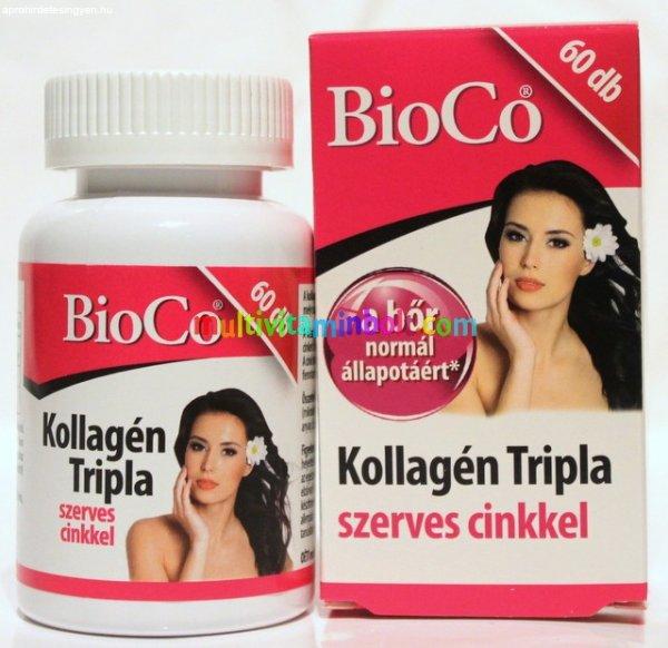 Kollagén Tripla 300 mg 60 db tabletta, Szerves cinkkel 10 mg - BioCo