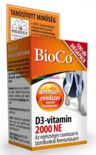 D3-vitamin 2000 NE Megapack 100 db tabletta - BioCo