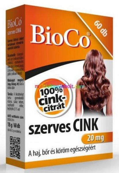 Szerves CINK 60 db tabletta, 20 mg - BioCo