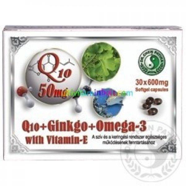 Q10 Ginkgo Omega-3 kapszula 30 db, mélytengeri halolaj, Ginkgo biloba levél
por, Q10 koenzim, E-vitamin - Dr. Chen