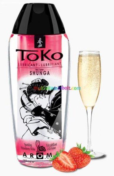 Toko Champagne/Strawberry Lubricant 165 ml, eper pezsgő ízű ehető,
vízbázisú síkosító - Shunga