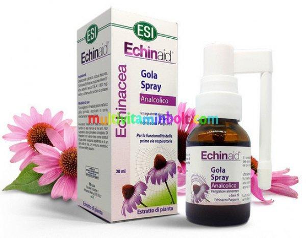 Echinaid Gola Spray - Alkoholmentes Echinacea torokspray, több, mint 500
fújásra elegendő. Mentás ízű, cukormentes - ESI