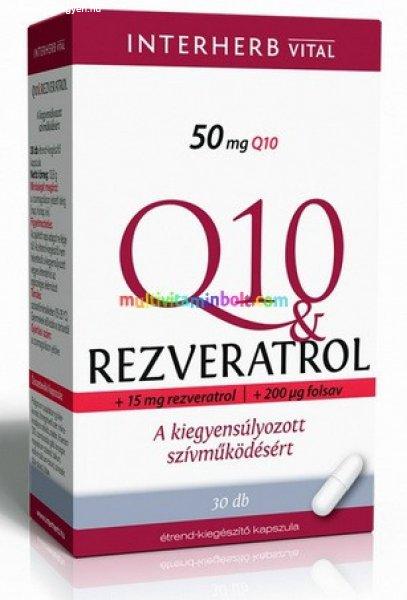 Q10 koenzim 50 mg, + Rezveratrol, Folsav, 30 db kapszula - Interherb