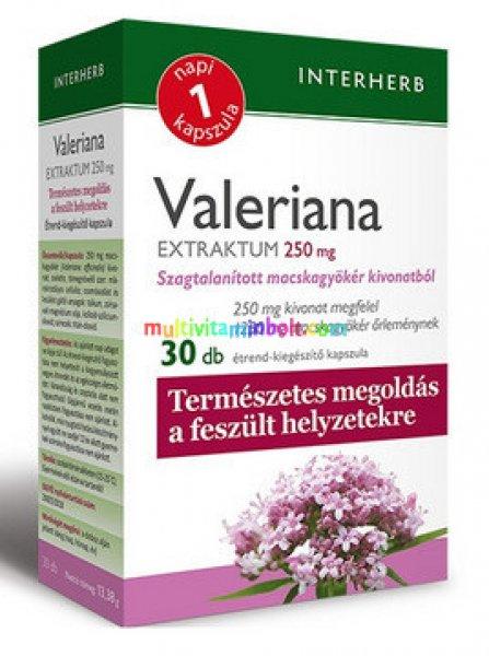 Napi1 Valeriana Extraktum 250 mg, 30 db kapszula, macskagyökér, alvás
segítő, 1 havi adag - Interherb