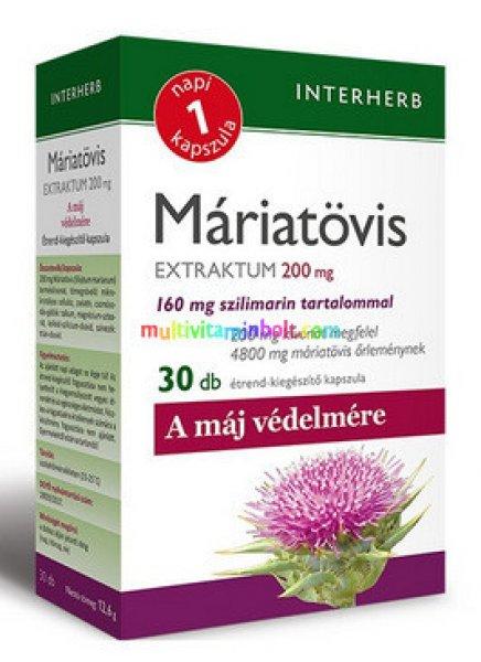 Napi1 Máriatövis Extraktum 200 mg, 30 db kapszula, 160 mg szilimarin, máj
védelme, 1 havi adag - Interherb