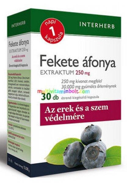 Napi1 Fekete Áfonya Extraktum 250 mg, 30 db kapszula, erek és szemek
védelmére, 1 havi adag - Interherb
