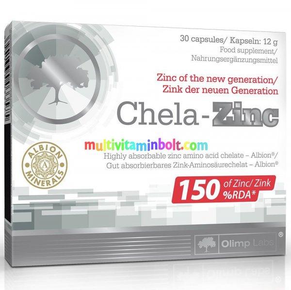 Chela-Zinc 30 db kapszula, ALBION ® aminosav cink-kelát 75 mg, ebből cink 15
mg - Olimp Labs