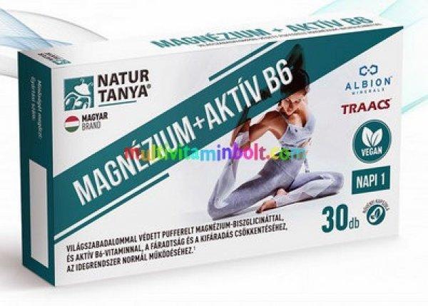 Magnézium biszglicinát-kelát és aktív B6-vitamin 30 db kapszula, 100 mg,
kelátkötésű, szerves, vegán - Natur Tanya