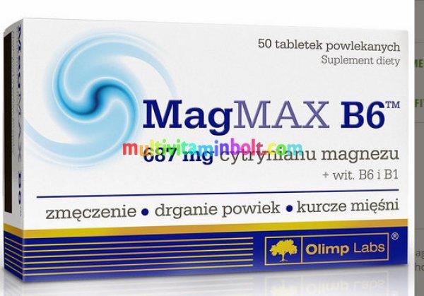 MagMAX B6™ 50 db tabletta, 687mg magnézium-citrát egy tablettában, B6- és
B1-vitaminok - Olimp Labs