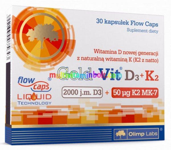 Gold-Vit D3+K2 30 db kapszula, 2000 NE D3-vitamin és 50 μg K2 - Olimp Labs