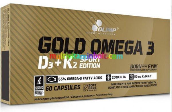 Gold Omega 3 D3 + K2 Sport Edition, 60 db lágyzselatin kapszula, mélytengeri
halolaj 2000 NE D3 és K2 vitaminokkal - Olimp Sport