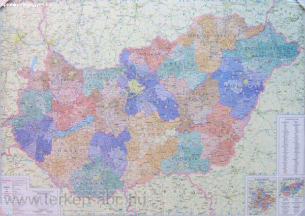Magyarország régiói, megyéi, kistérségei és települése 120x87 cm
Műanyag léccel