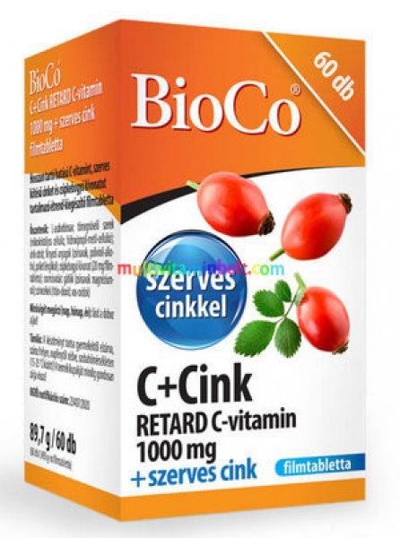 C+CINK Retard 60 db filmtabletta, 1000 mg C-vitamin és 15 mg szerves kötésű
cink - BioCo